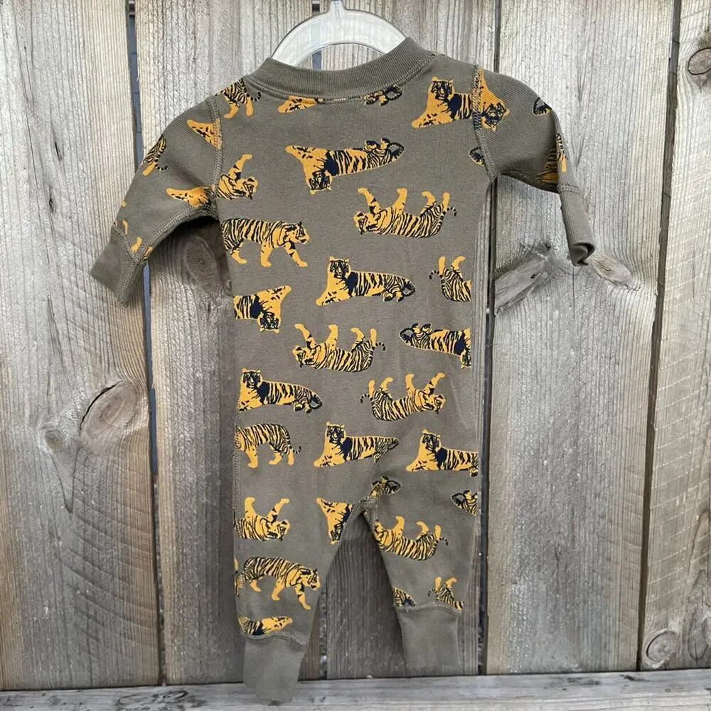 Hanna Andersson Pajamas Tiger Big Cat Zip Sleeper Infant‎ Size 0-3 Months 50